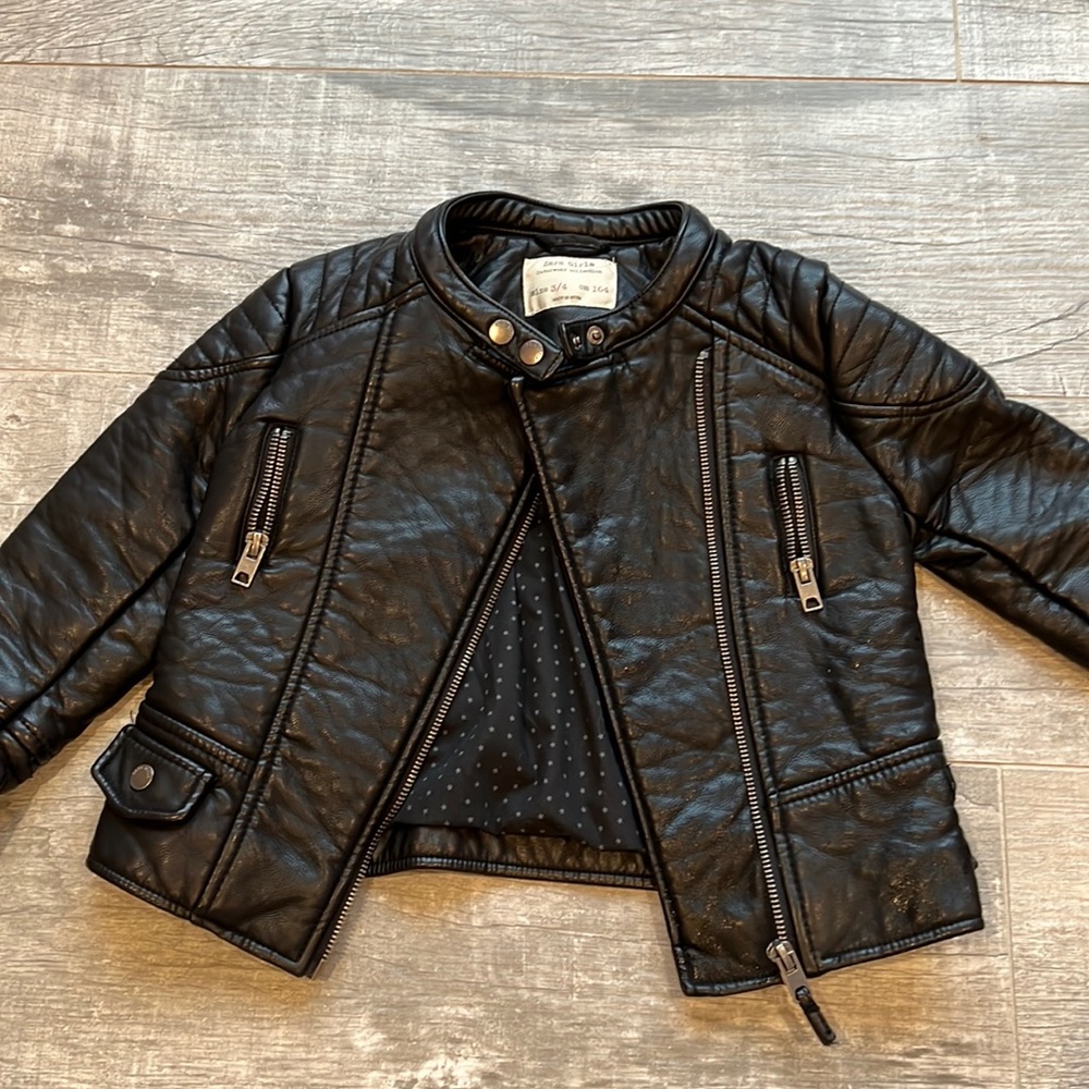 Zara leather jacket 3/4